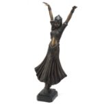 Large bronzed figure of an Art Deco female dancer, 61cm high :For Further Condition Reports Please