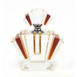 Art Deco style flashed glass fan design scent bottle, 12.5cm high :For Further Condition Reports