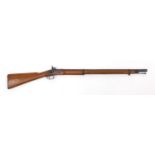 Walnut percussion two band rifle, 119cm in length :For Further Condition Reports Please visit Our