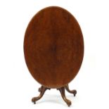 Victorian walnut quarter veneered tilt top breakfast table, 71cm H x 120cm W x 86cm D :For Further