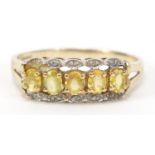 9ct gold citrine and diamond ring, size X, 2.9g :For Further Condition Reports Please visit Our