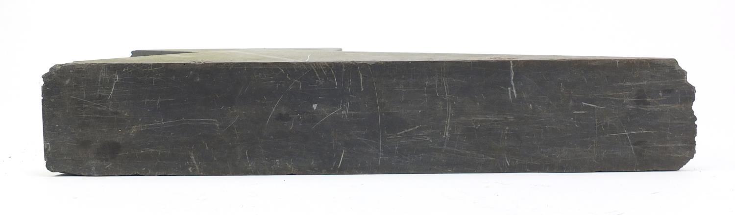 1970's carved black slate three piece sculpture by Victor Anton, 61cm high (PROVENANCE: Given - Image 5 of 5