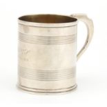 Georgian silver christening tankard by George Reid, London 1832, 6.5cm high, 78.4g :For Further