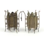 Pair of Chinese silver miniature lanterns by Wang Hing, impressed marks to the bases, each 7cm high,