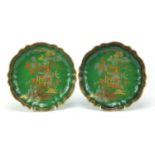 Pair of Carlton Ware Vert Royale hand painted lustre plates, 23cm in diameter :For Further Condition