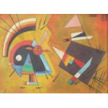 Manner of Wassily Kandinsky - Abstract composition, Russian school oil on board, framed, 39cm x 28.