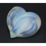 Lalique frosted opalescent glass love heart paperweight, 7.5cm high :For Further Condition Reports