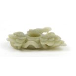 Chinese carved pale green jade naturalistic brush washer, 9cm wide :For Further Condition Reports