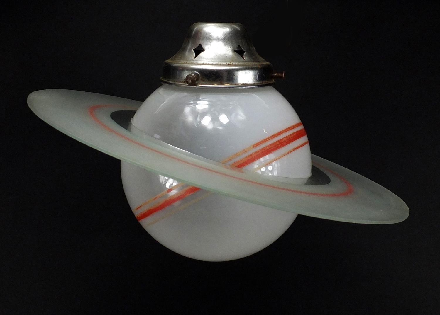 Vintage Saturn glass light fitting, 30cm in diameter :For Further Condition Reports Please visit Our - Image 2 of 2