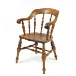 Beech and elm smokers bow armchair, 88cm high :For Further Condition Reports Please visit Our
