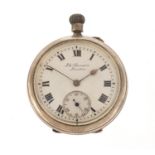 Ladies silver JW Benson open face pocket watch with subsidary dial, 36mm in diameter :For Further