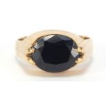 9ct gold black stone ring, S & Co makers mark, size J, 3.9g :For Further Condition Reports Please