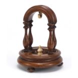 19th century Gothic style carved oak and ivory pocket watch stand, 16cm high :For Further
