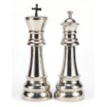 Two novelty oversized king and queen chess pieces, the larger 34.5cm high :For Further Condition