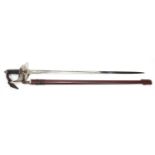 Military interest George VI Royal Marines Officer's sword with engraved steel blade, scabbard and