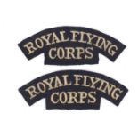 Pair of British military World War I Flying Corps shoulder titles :For Further Condition Reports