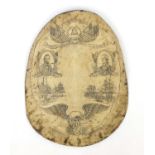Scrimshaw style plaque depicting American scenes, 62cm high :For Further Condition Reports Please