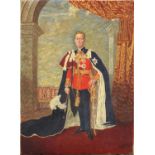 R Wintle - King George VI, oil on canvas, unframed, 41cm x 30.5cm :For Further Condition Reports