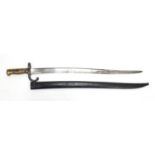 French military interest long bayonet with scabbard, numbered 92159, 71cm in length :For Further