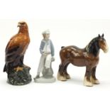 Collectable figures including a Lladro figure of a sailor, Beswick horse and Royal Doulton golden