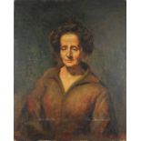 Kyril Vassilev - Portrait of Mrs Runtova, Bulgarian poetess, oil on canvas laid on board,