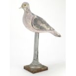 Antique carved wood duck decoy on stand, 38cm high :For Further Condition Reports Please visit Our