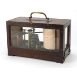 Victorian barograph housed in a glazed mahogany case, the case numbered 598, 19cm H x 28cm W x 13.