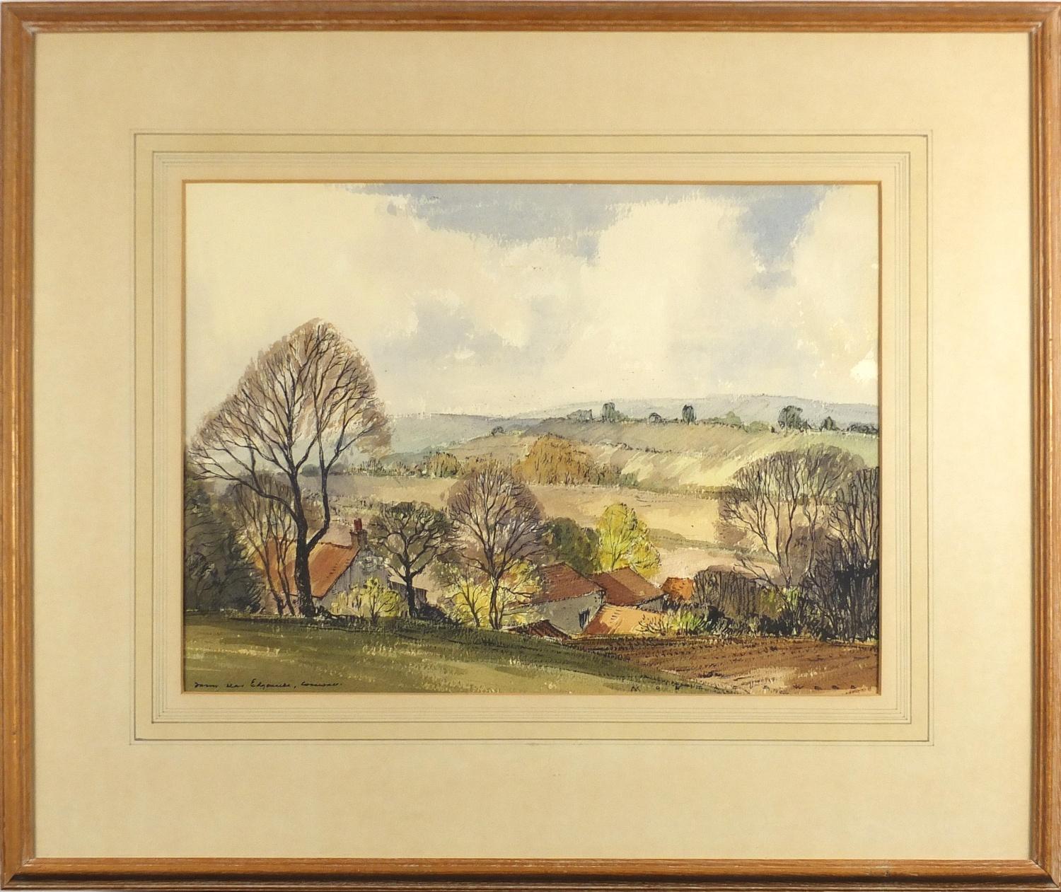 Montague Webb - Edgeware Farm, Cornwall, watercolour, mounted and framed, 44cm x 33cm :For Further - Image 2 of 3