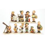Ten Goebal Hummel figures including Puppy Love, the largest 13.5cm high :For Further Condition