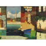 After Cecil Rochford D'Oyly-John - Venice, Impressionist oil on board, inscribed verso, framed, 70cm