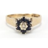 9ct gold diamond and sapphire ring, size K, 2.2g :For Further Condition Reports Please visit Our