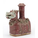 Chinese stoneware dragon vase, having a red and celadon glaze, 20.5cm high :For Further Condition