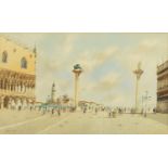 Andrea Biondetti - St. Mark's Square, Venice watercolour, mounted and framed, 31.5cm x 19cm :For