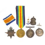 Militaria including British military World War I pair awarded to 22365 PTE.A.V.ROBINSON.R.LANC.R.,