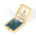 Vintage Russian silk and velvet jewelley box by Faberge, 2.5cm H x 4.7cm W x 5.3cm D :For Further