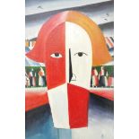 Manner of Malevich - Surreal composition, Russian school, oil on board, framed, 71cm x 45cm :For