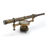 Early Victorian brass surveying instrument with silvered compass by Worthington & Allan of London