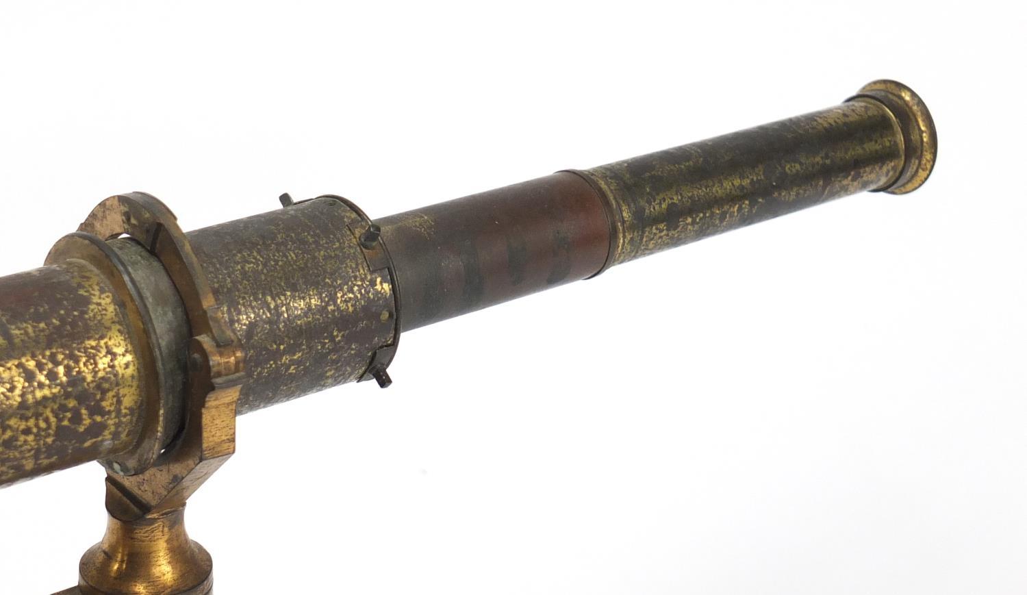 Early Victorian brass surveying instrument with silvered compass by Worthington & Allan of London - Image 4 of 8