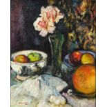 Manner of Hunter - Still life fruit and flowers, Scottish Colourist school oil on board, framed,