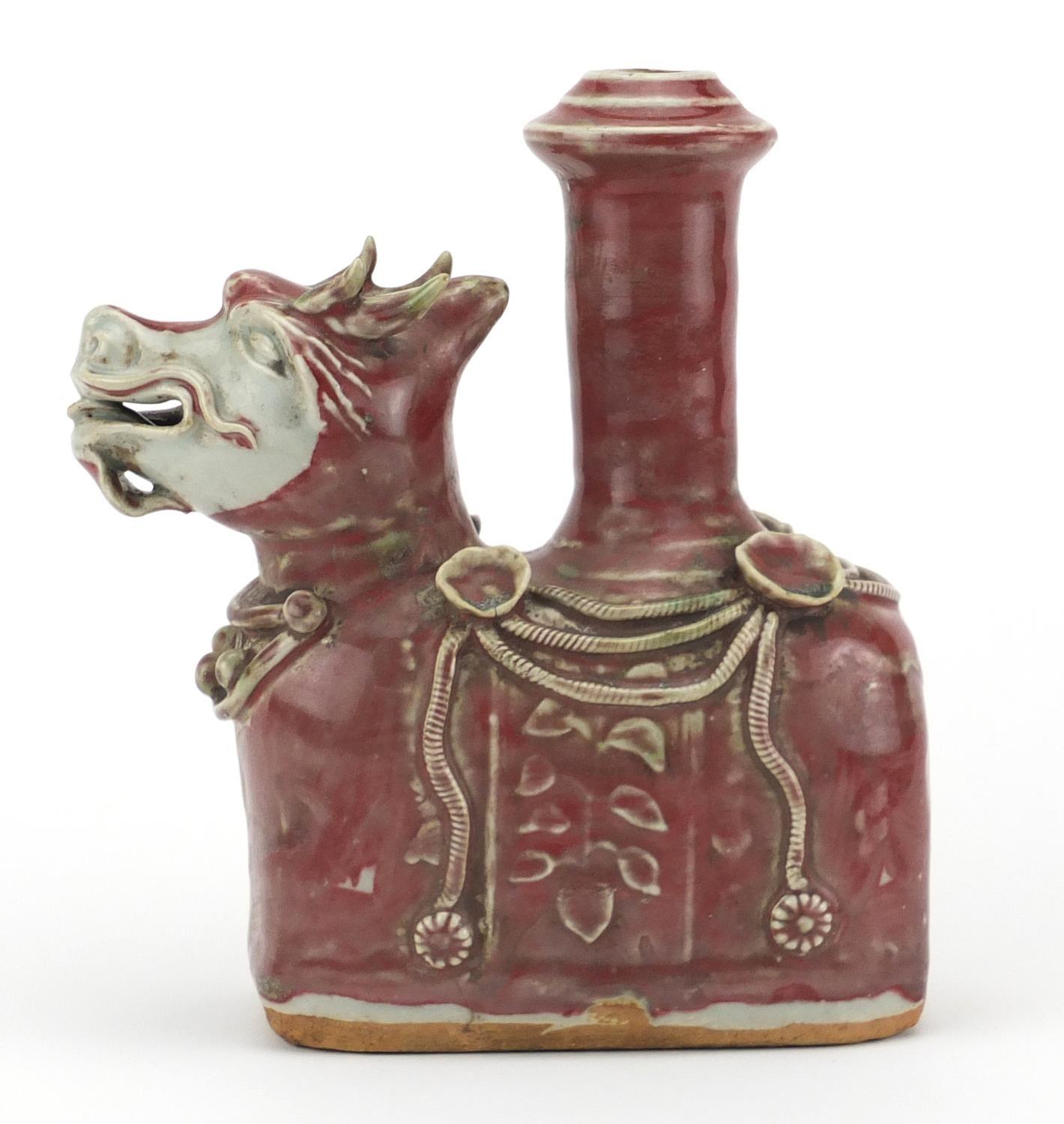 Chinese stoneware dragon vase, having a red and celadon glaze, 20.5cm high :For Further Condition - Image 2 of 7