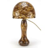 Vintage Italian tortoiseshell glass toadstool lamp, 47.5cm high :For Further Condition Reports