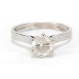 White metal clear stone solitaire ring, marked 835, size N, 2.2g :For Further Condition Reports