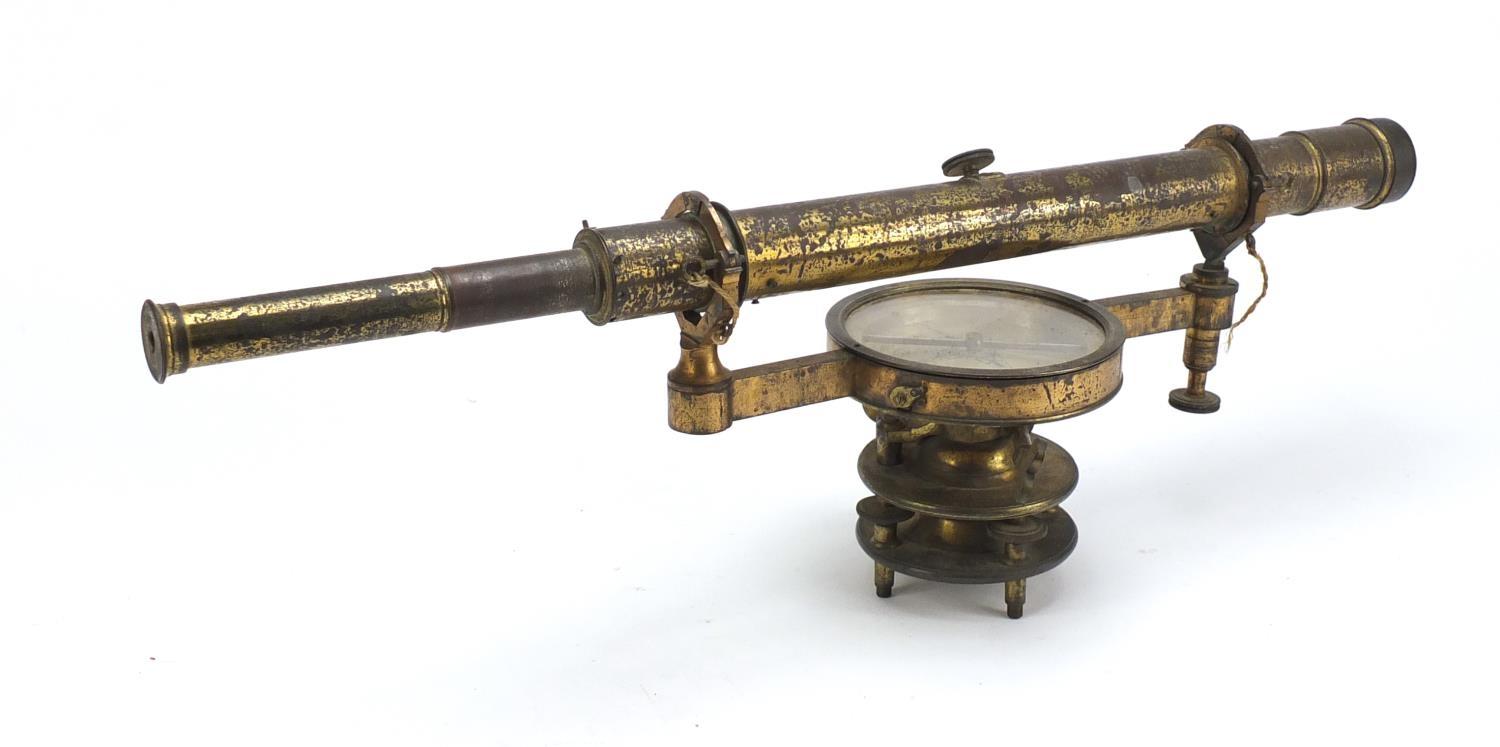 Early Victorian brass surveying instrument with silvered compass by Worthington & Allan of London - Image 5 of 8