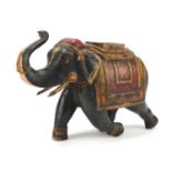 Indian lacquered carved wood elephant, 23cm high :For Further Condition Reports Please visit Our