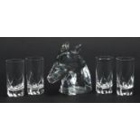 French glassware comprising an St. Louis bull head paperweight and four Daum glasses,