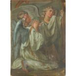 Two saints, 18th/19th century Old Master style oil on canvas board, unframed, 81cm x 58cm :For