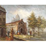 Manner of W Rayne - Parisian street scene, French impressionist, oil on canvas, framed, 49cm x