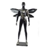 Mirrored mosaic life size mannequin with wings, 182cm high :For Further Condition Reports Please