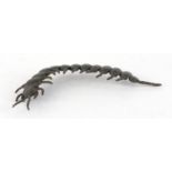 Japanese patinated bronze centipede with articulated body, 15cm in length :For Further Condition