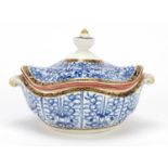 19th Century Worcester Royal Lily Pattern sauce tureen and cover, 14.5cm wide :For Further Condition